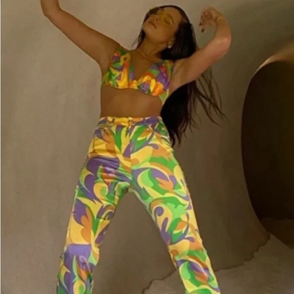 DANIELLE BERNSTEIN Underwire V neck Bra Top Bustier colorful NWT - Picture 6 of 6